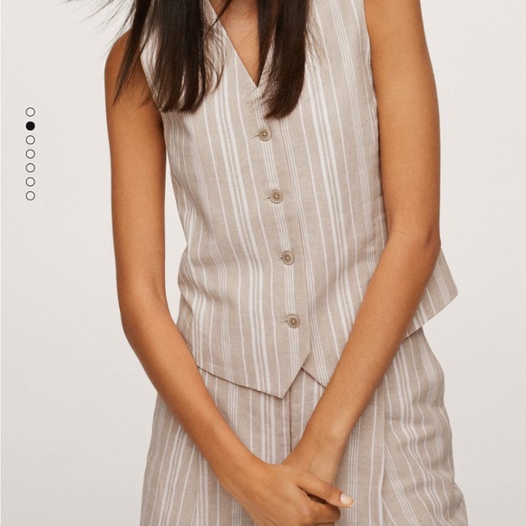 Linen striped vest-Mango - Picture 3 of 9